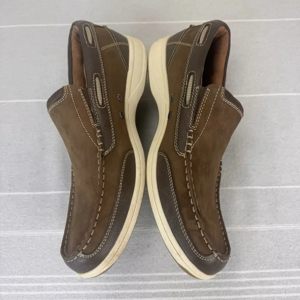 Florsheim Lakeside Moc Toe Slip On Loafers Nubuck Leather Boat Shoes Brown 10 M